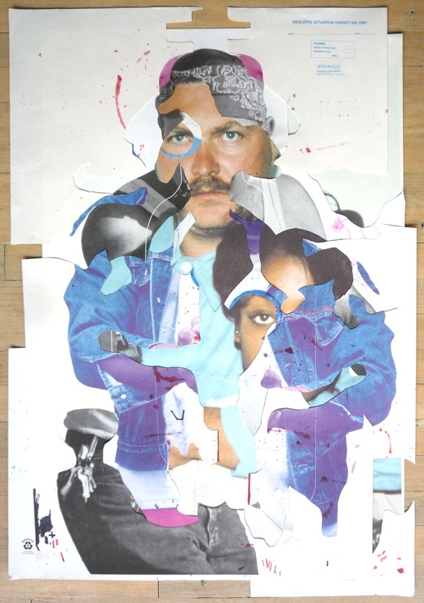 Let's Not Fight (2012) ink and acrylic on vintage American shooting target paper 22.5” x 34” 
