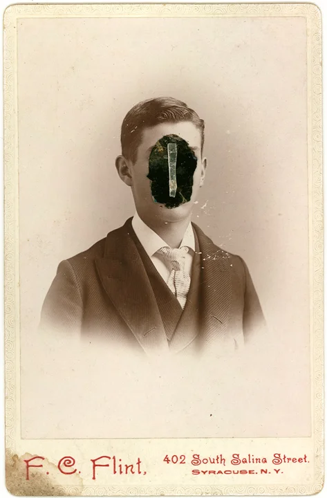 Mica Man 27 (2011)
4.25 x 6.5 inches
Mica collage on found vintage photograph
