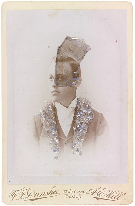 Mica Man 86
4.25 x 6.5 inches
Mica collage on found vintage photograph