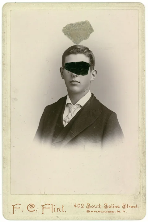 Mica Man 46 (2011)
4.25 x 6.5 inches
Mica collage on found vintage photograph