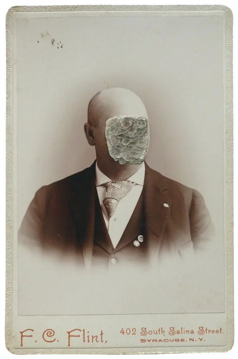 Mica Man 51 (2011)
4.25 x 6.5 inches
Mica collage on found vintage photograph
