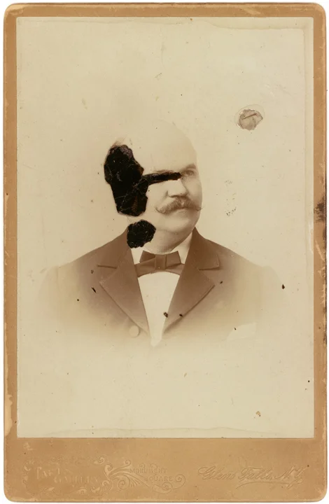 Mica Man 19 (2011)
4.25 x 6.5 inches
Mica collage on found vintage photograph
