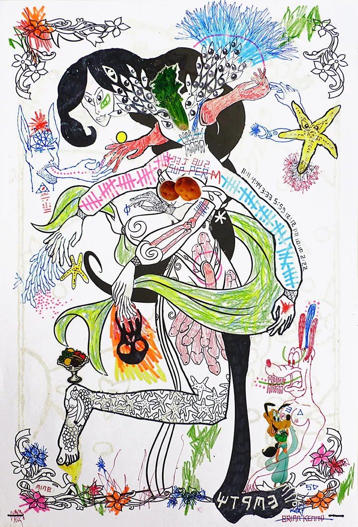 Mine Empty (2013) Ink and stickers on paper 13 x 19 inches