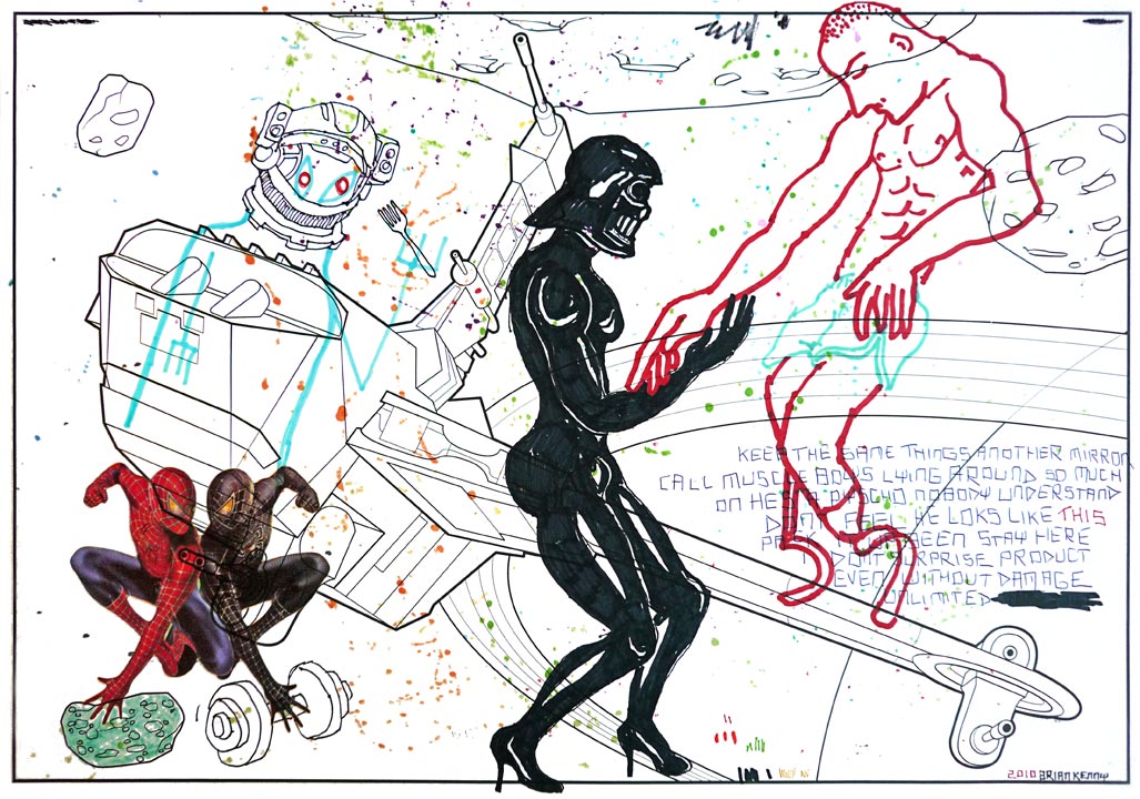 Power Play (2010) Ink and stickers on paper 13 x 19 inches ( private collection )