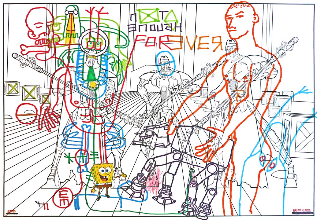 Not Enough Forever (2010) Ink and stickers on paper 13 x 19 inches (private collection)