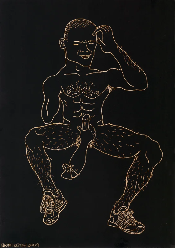 Horny Amputee Engraving on copper foil scratchboard 5" x 7"