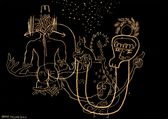Messopus Engraving on copper foil scratchboard 5" x 7"