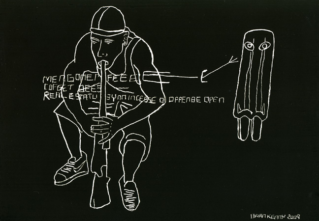 Popsicle Wigger Engraving on glow-in-the-dark scratchboard 5" x 7"