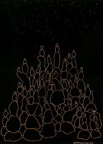 Rock Stack Engraving on copper foil scratchboard 5" x 7"