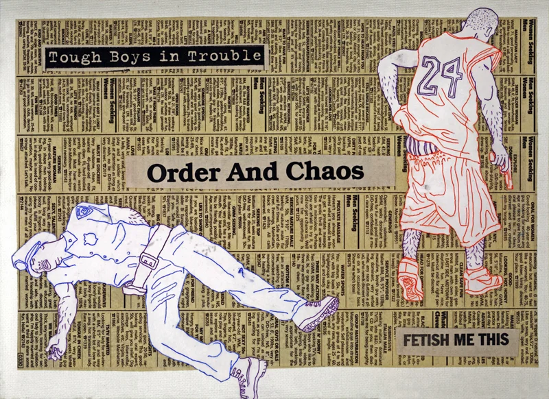 SUPERM (Brian Kenny & Slava Mogutin) Order and Chaos , 2007 Mixed media on canvas panel, 12" x 9"