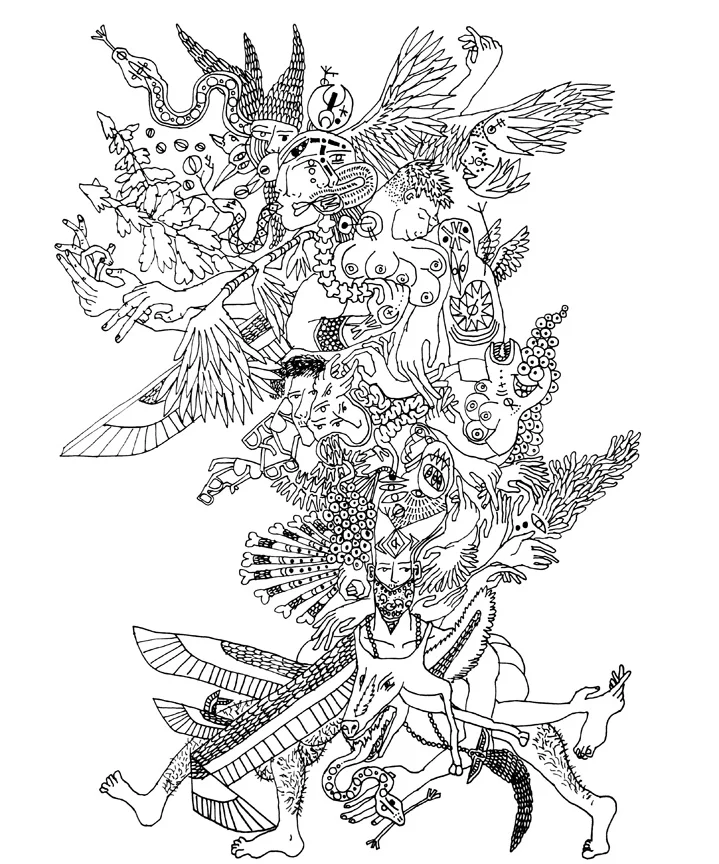 Superpositions 5 (2011) ink on paper 14 x 17 inches