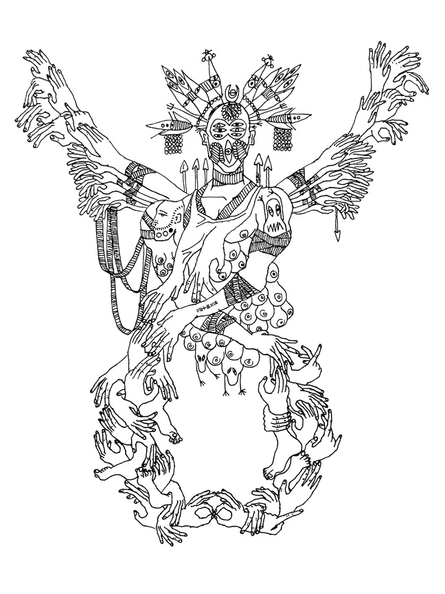 Superpositions 23 (2013) Ink on paper 14 x 17 inches