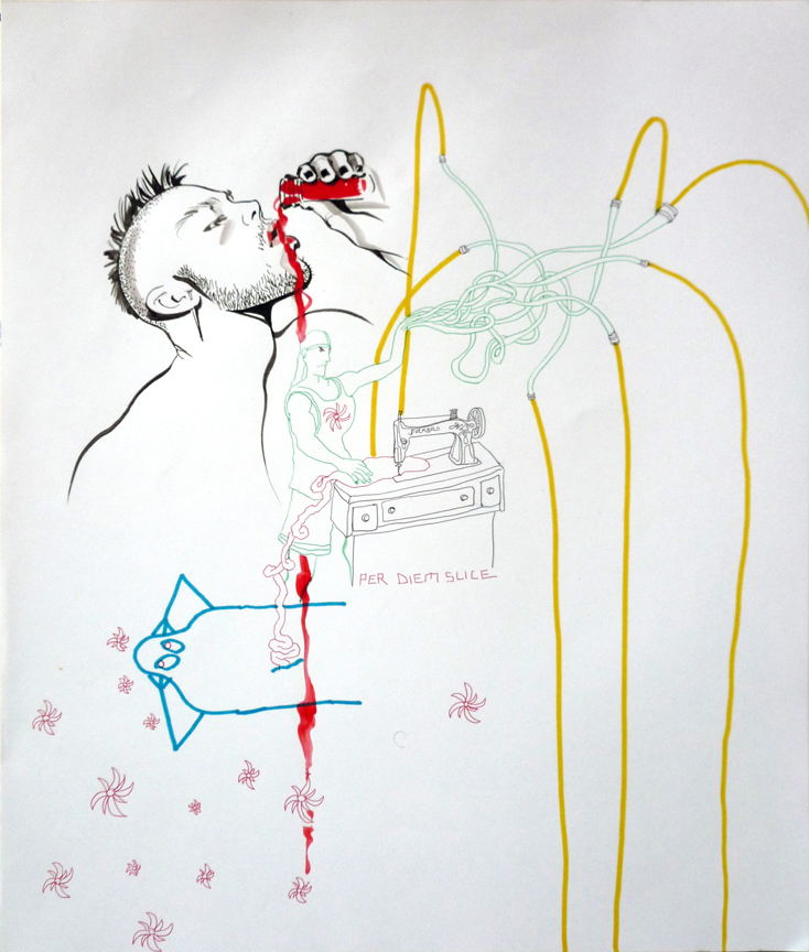 Per Diem Slice (2008) Brian Kenny with Robert W. Richards ink and gouache on paper 14 x 17 inches