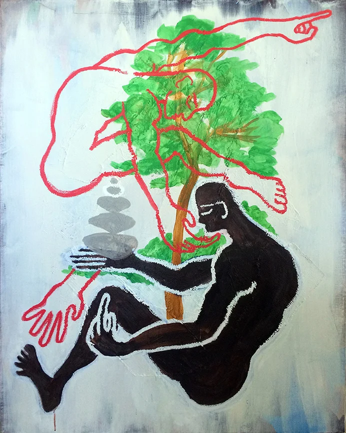 Stacking Up (2015) Acrylic and oil stick on canvas 40 x 50 inches