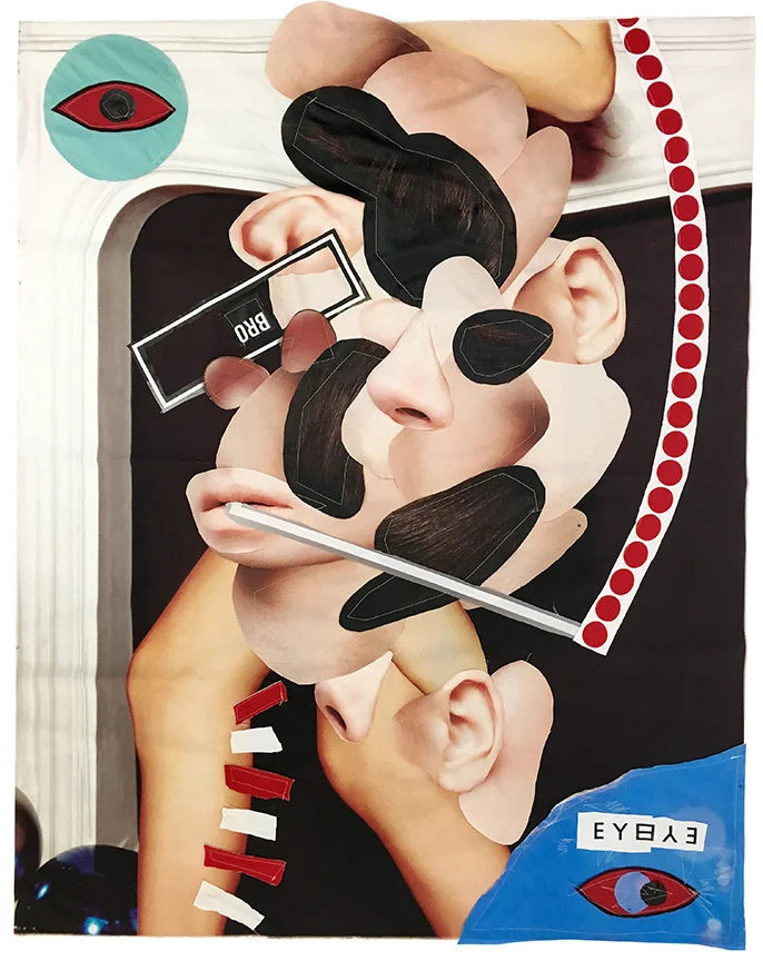    Eye Eye Bro   (2016) Fabric collage  51 x 40.5 inches 