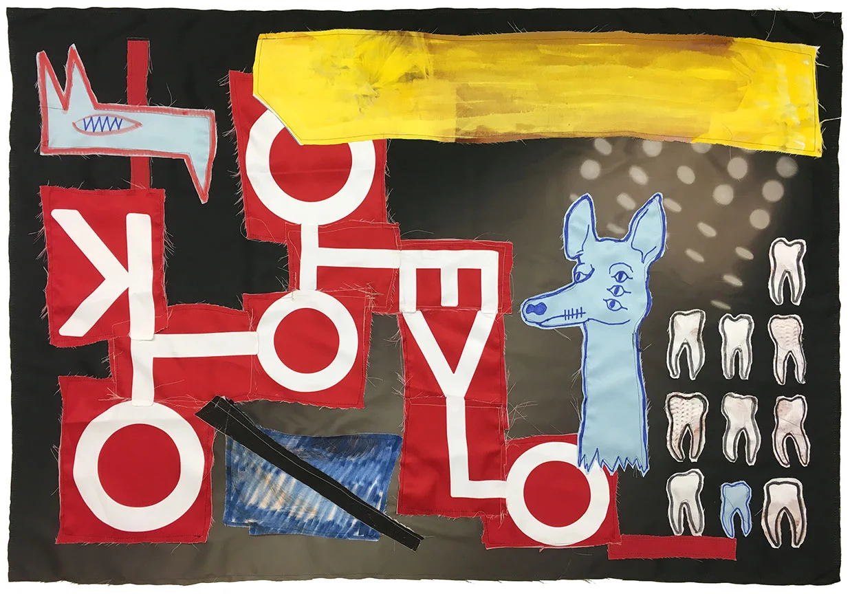 Love to Look (2016) Mixed media fabric collage 58.5 x 40 inches