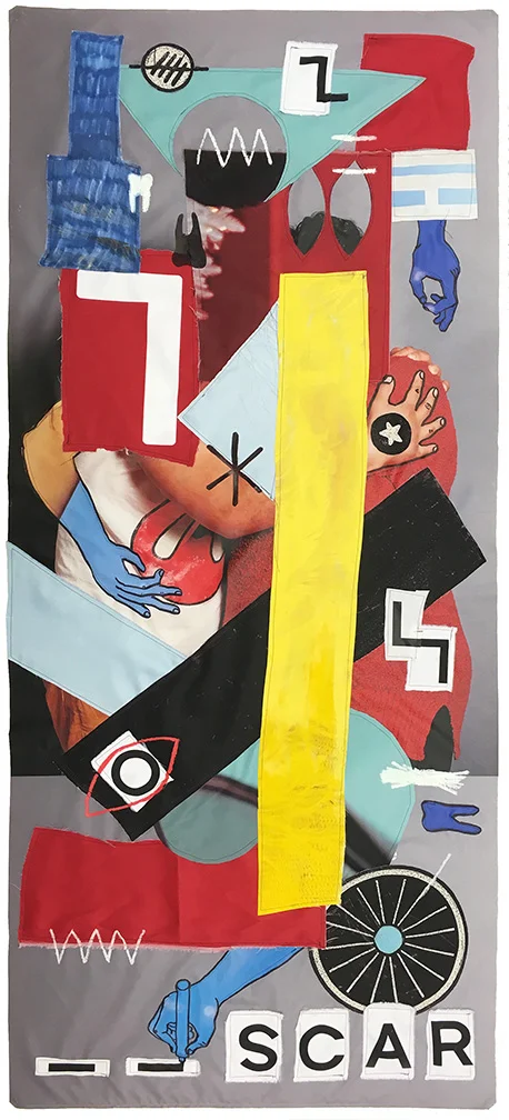__SCAR (2016) Mixed media fabric collage 82 x 34.75 inches