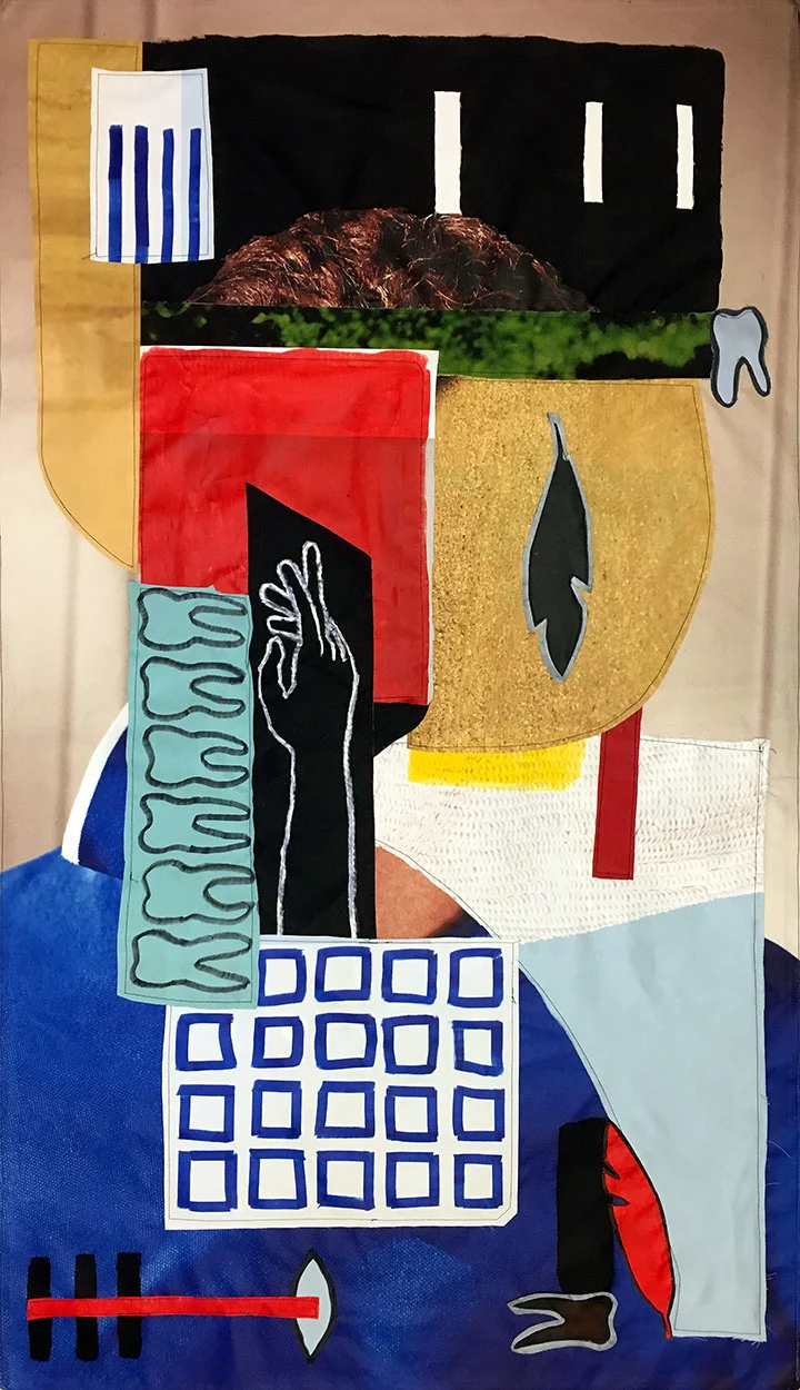 Thirst Trap (2016) Mixed media fabric collage 34.75 x 61 inches