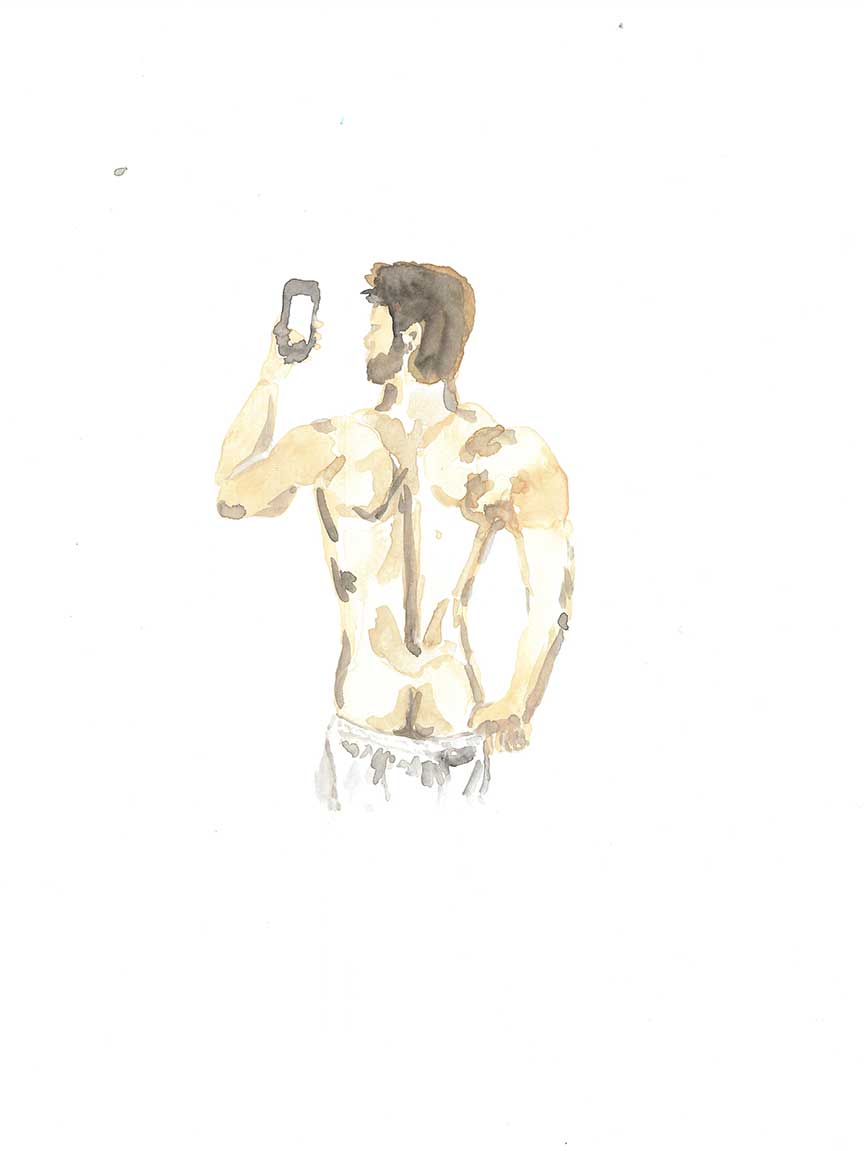Ass Backwards (2017) Gouache on paper 9 x 12 inches ( private collection )