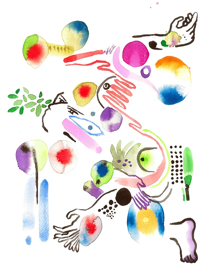 Story Timing (2018) Gouache on paper 9 x 12 inches (private collection)