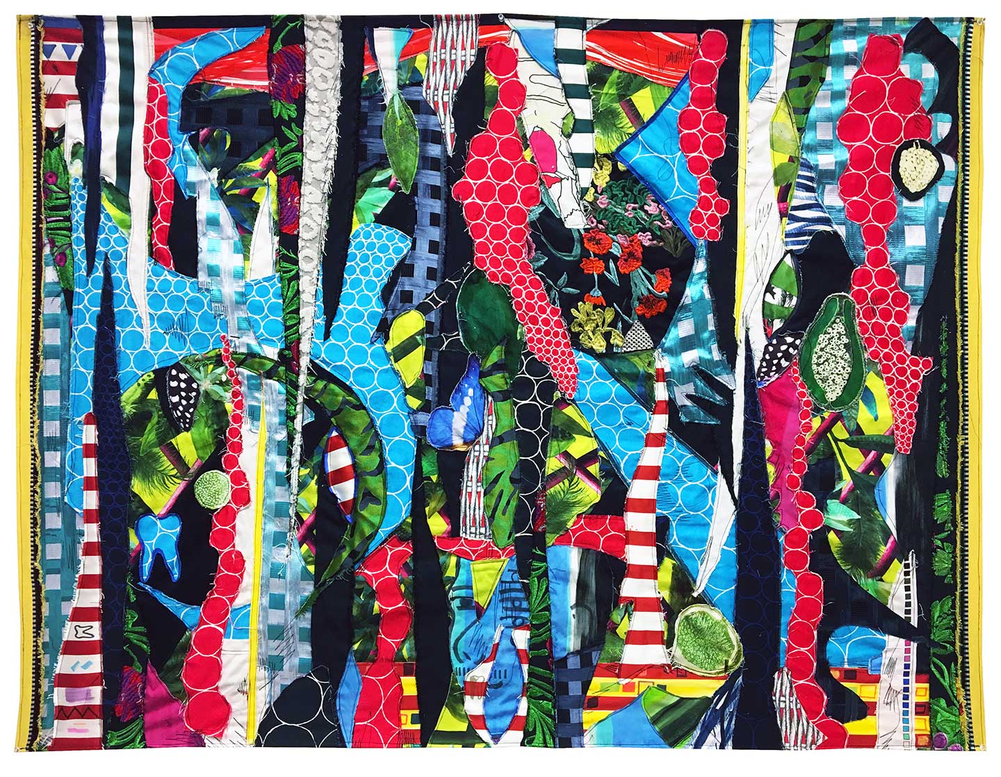 The Power is in Your Leftovers (2017) cotton, linen and silk applique banner 43.5 x 57.5 inches
