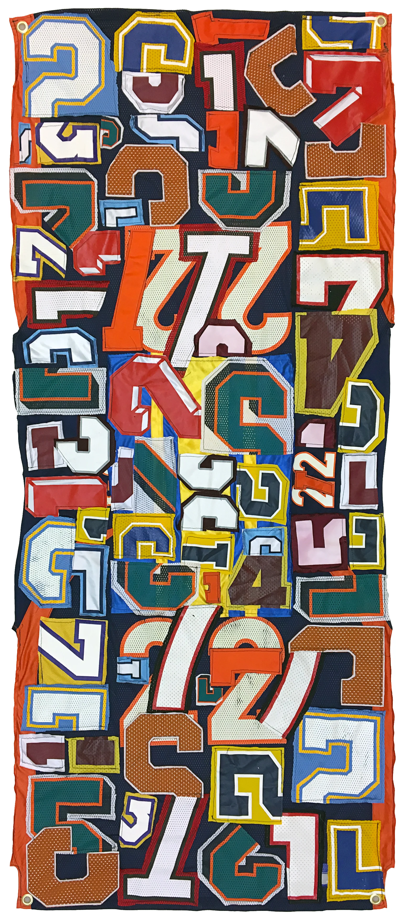 LOSING COUNT (2018) Sports jersey appliqué banner 67 x 29.5 inches (private collection)