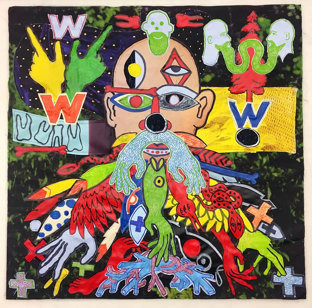 Walter (2017) Ink & Acrylic on Vinyl & Polyester, 50 x 50 cm