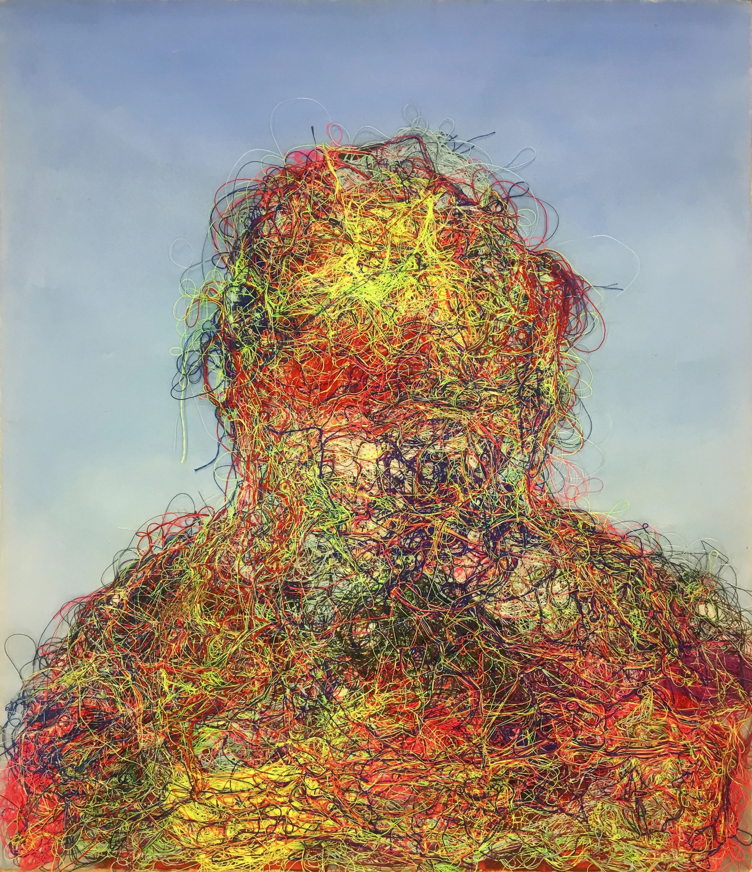 I THINK KNOT (2018) acrylic and thread on canvas 28 x 24 inches
