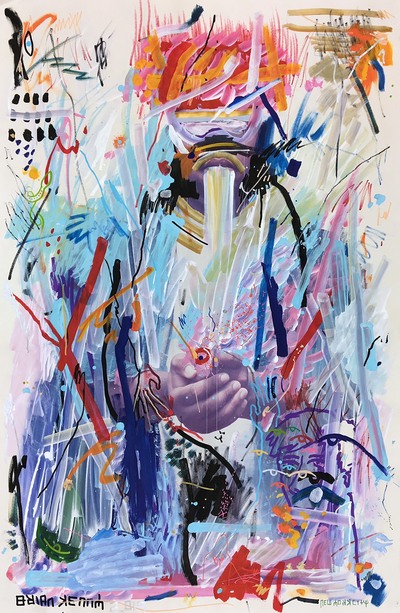 Holding Space (2019) ink and acrylic on shooting target paper 22.5” x 34”