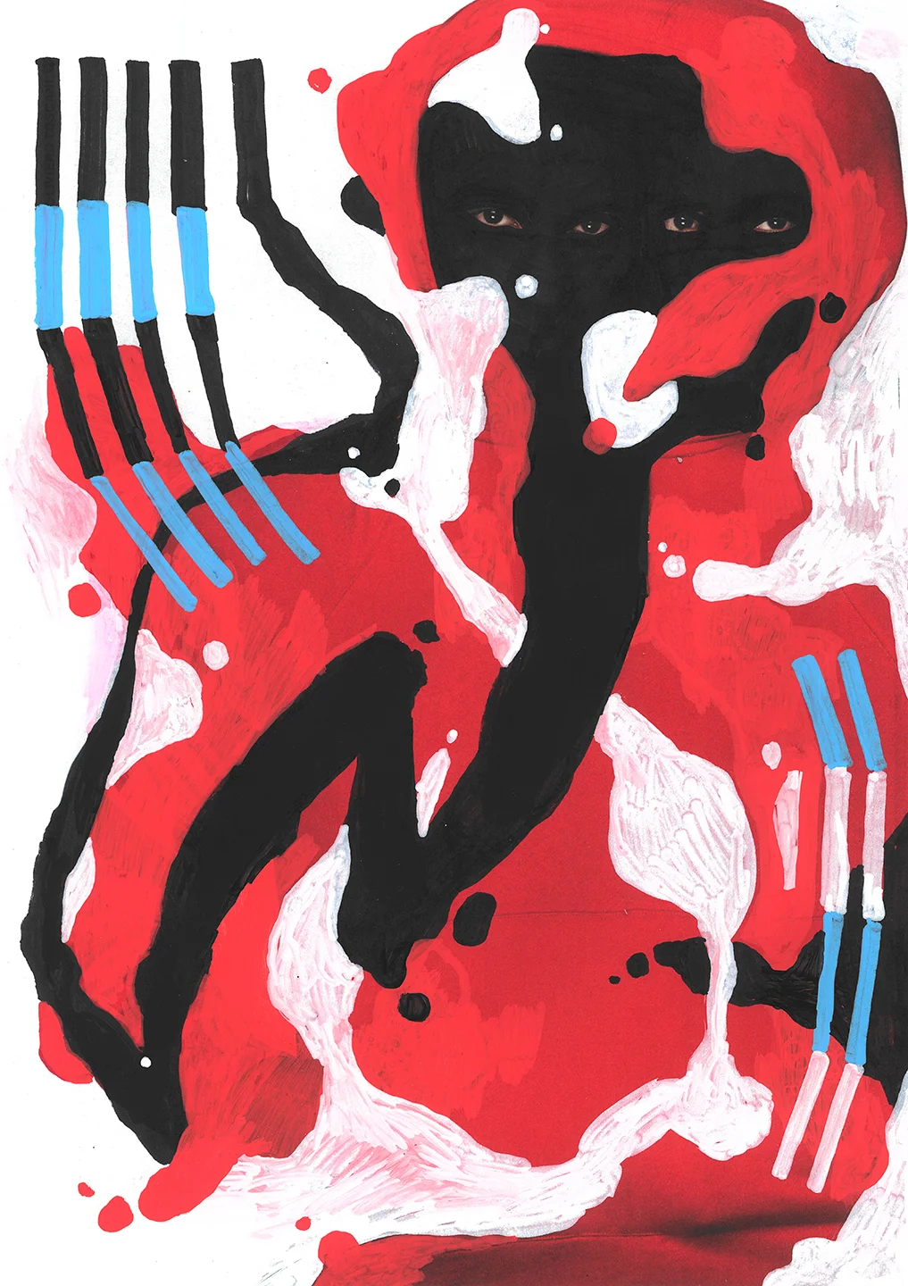 Four Eyes (2019) acrylic on paper 8 x 11 inches