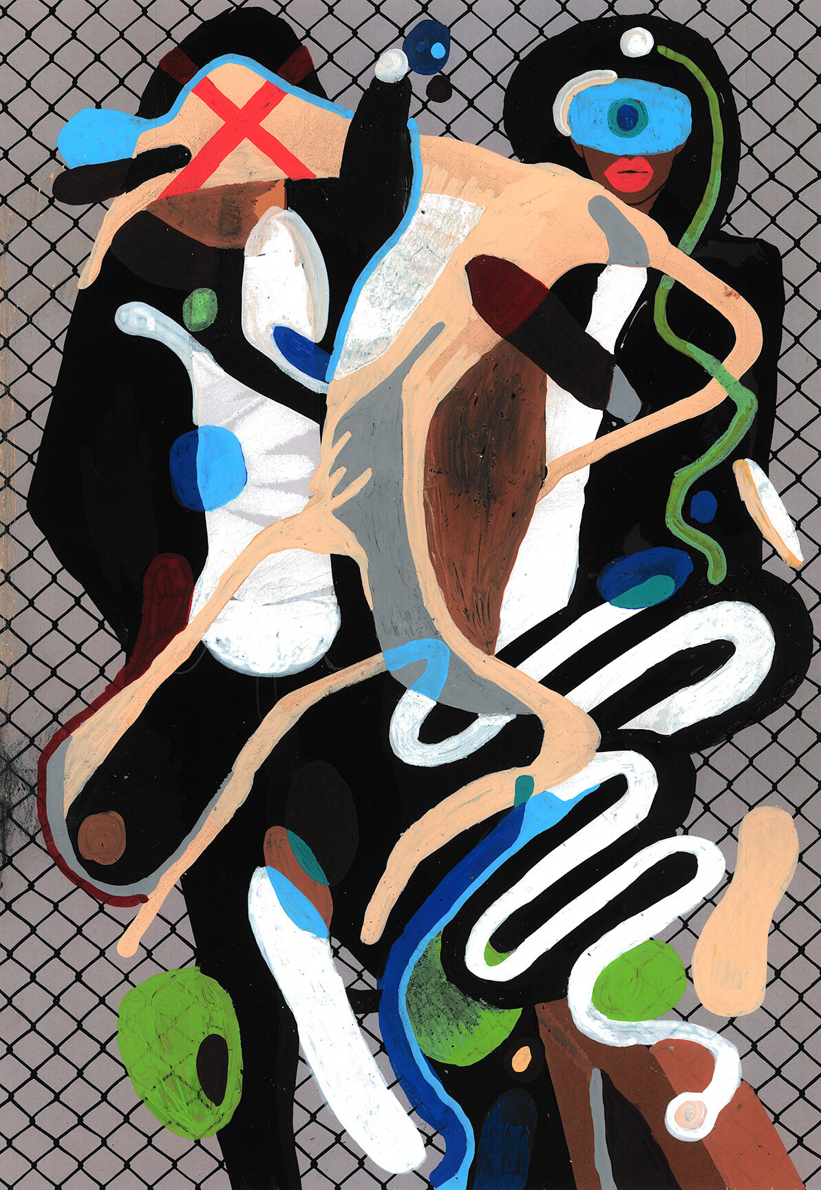 Chain Linked In (2019) acrylic on paper 11 x 7.5 inches