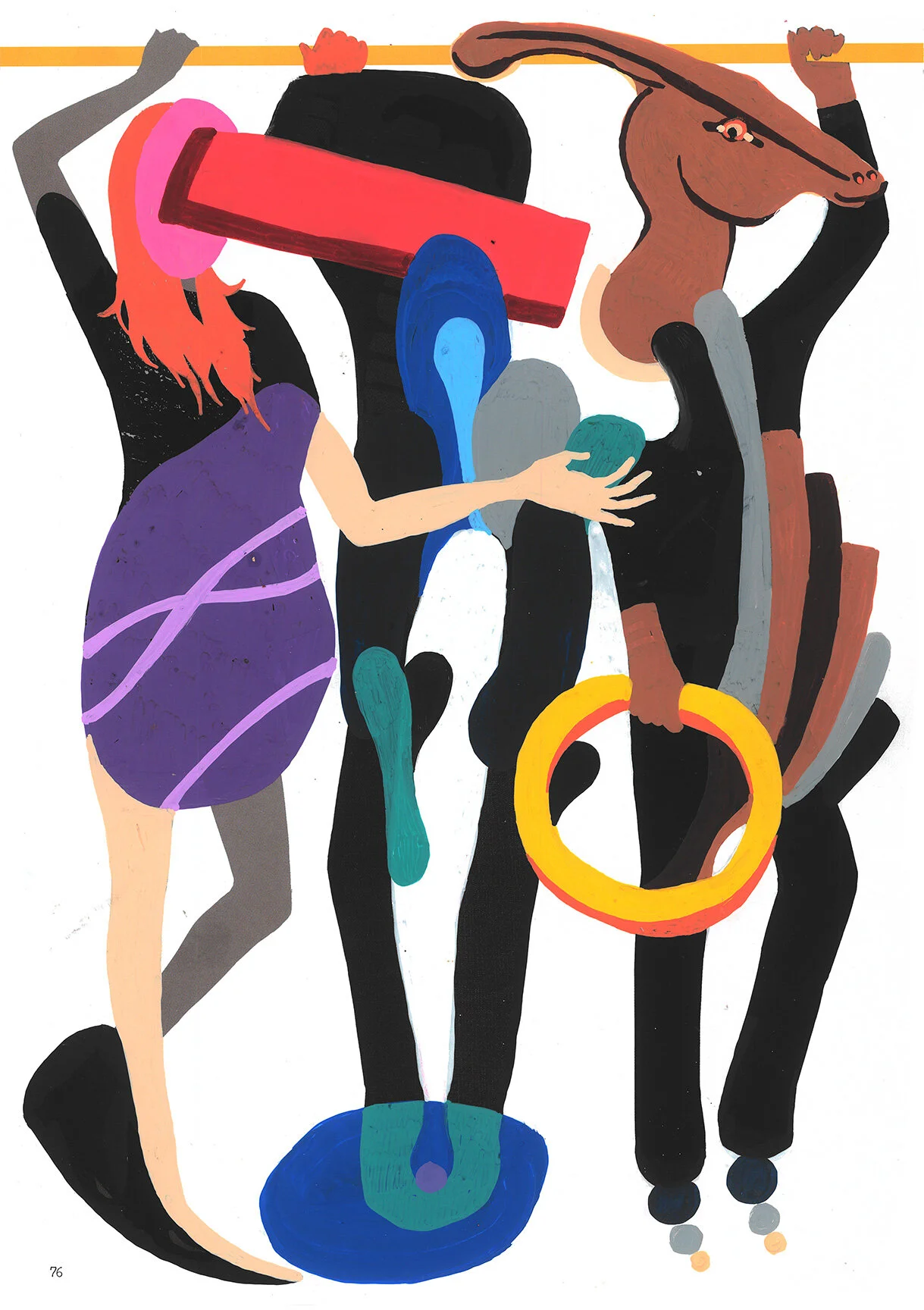 Commuters (2019) acrylic on paper 11 x 8 inches