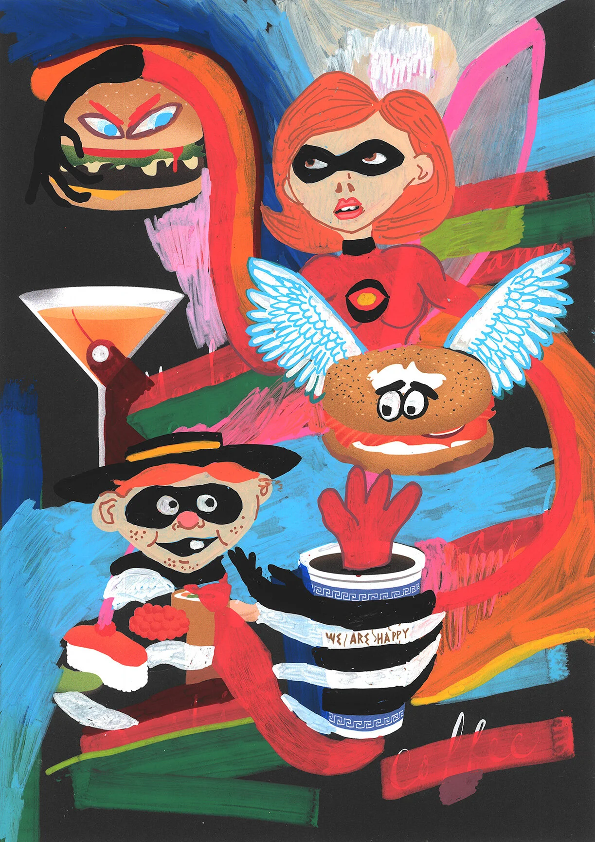 Cheat Meal (2019) acrylic on paper 11 x 7.75 inches