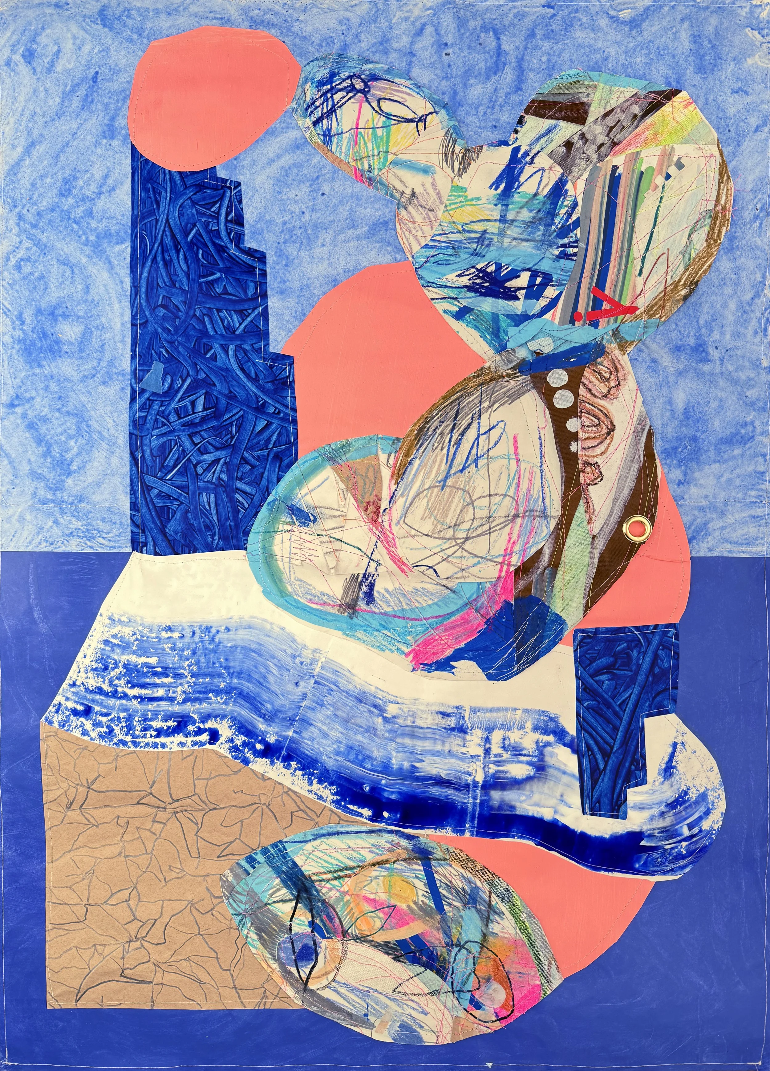    Object Oriented Ontological Orgy   (2024)  mixed media on paper  23.5 × 34 inches 