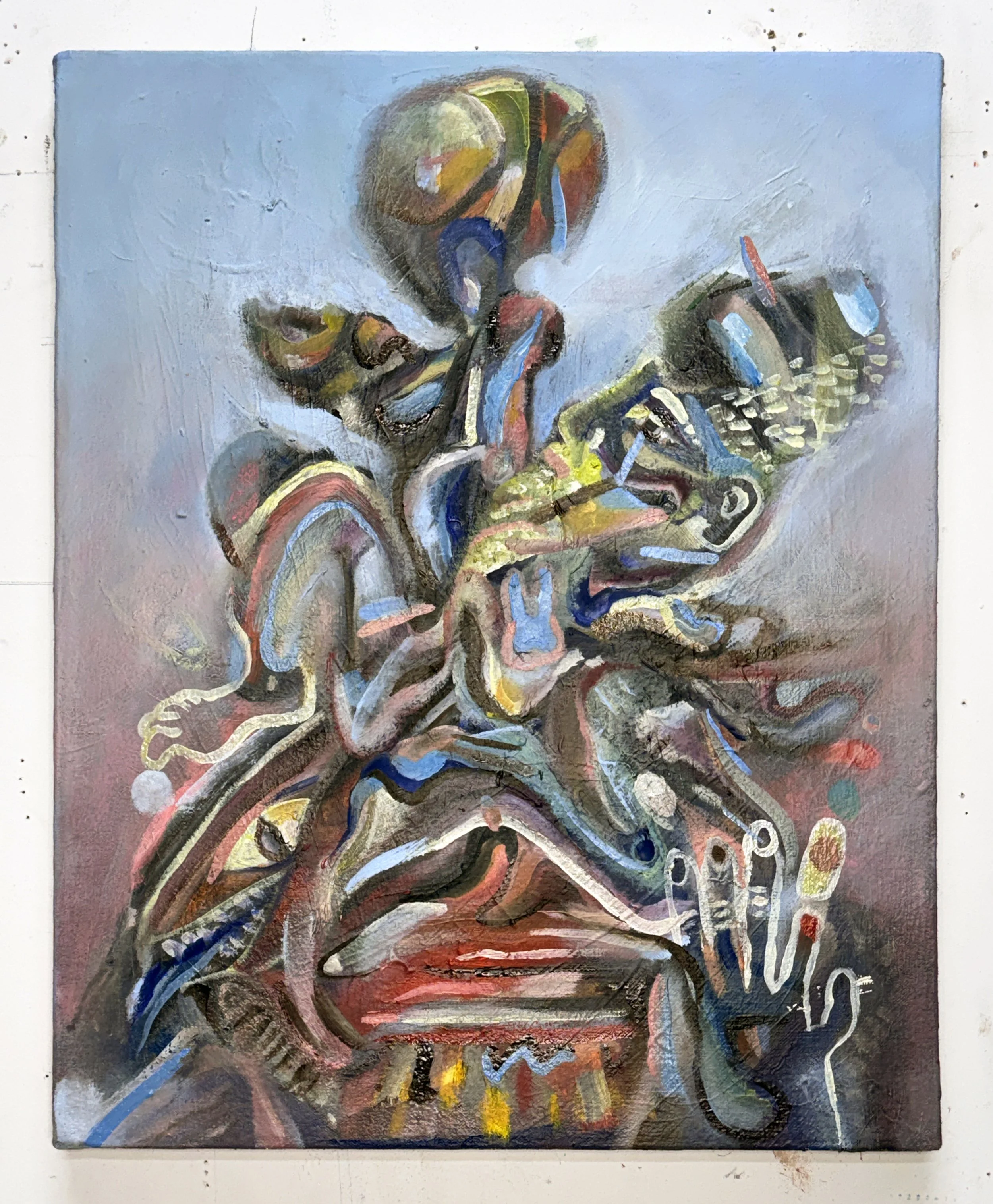    Multi-Pass    (2026)  oil on canvas  16 × 19 in  signed on verso 