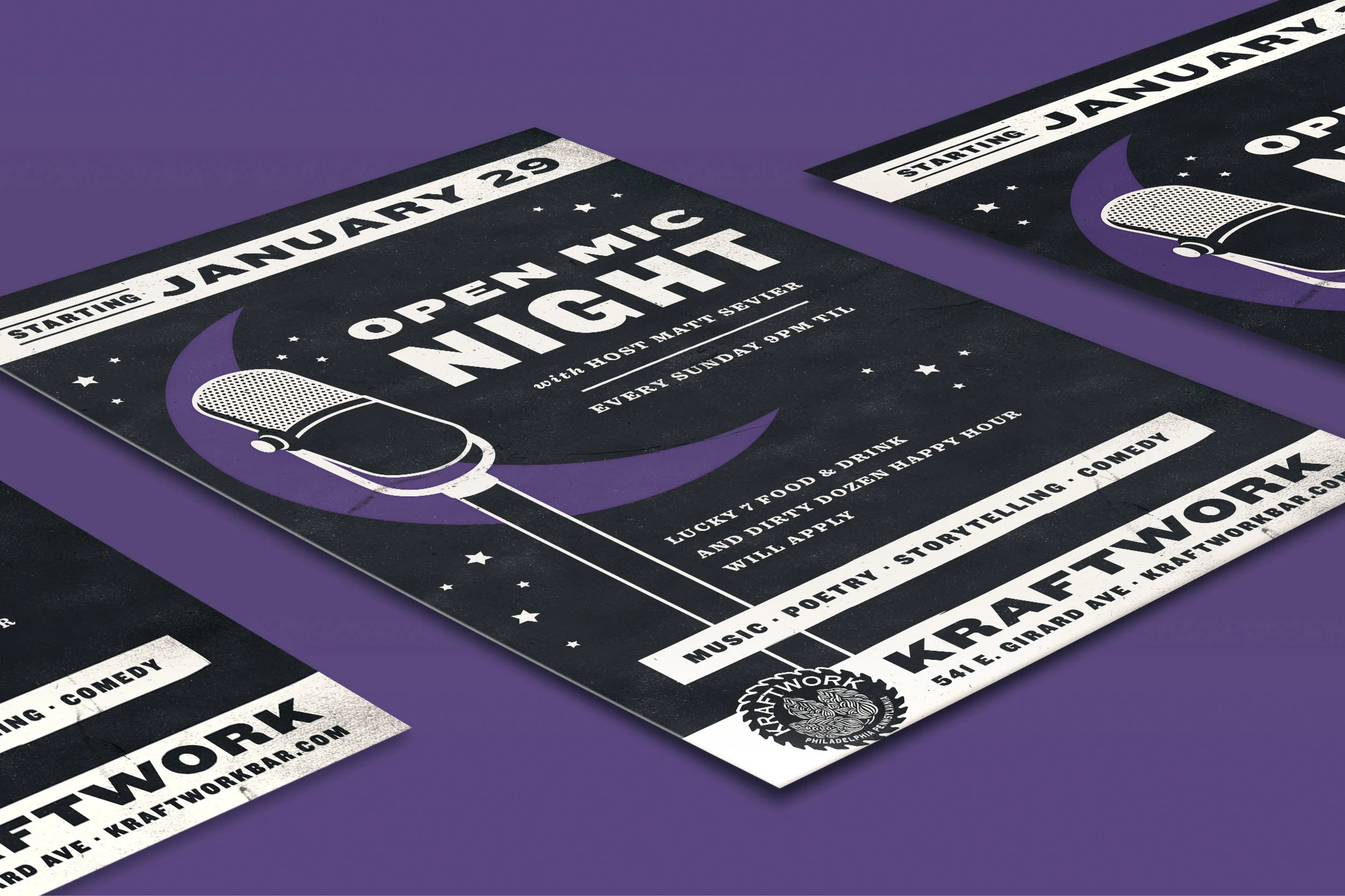 Open Mic Night, Half and a Third, Kate Mangels, Katey Mangels, Katey Mangels Design
