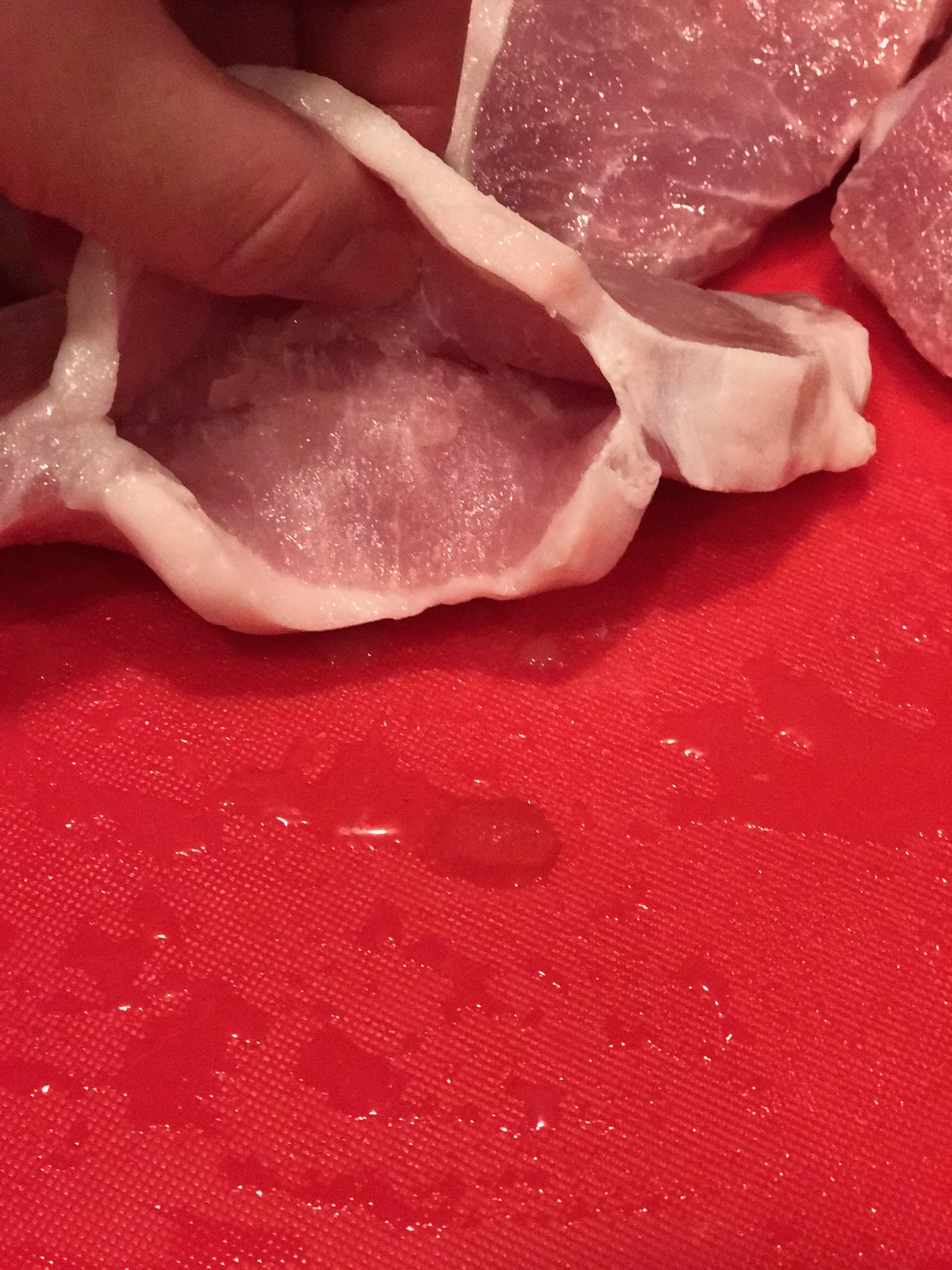 Prepare your chops by cutting slits into them- set aside