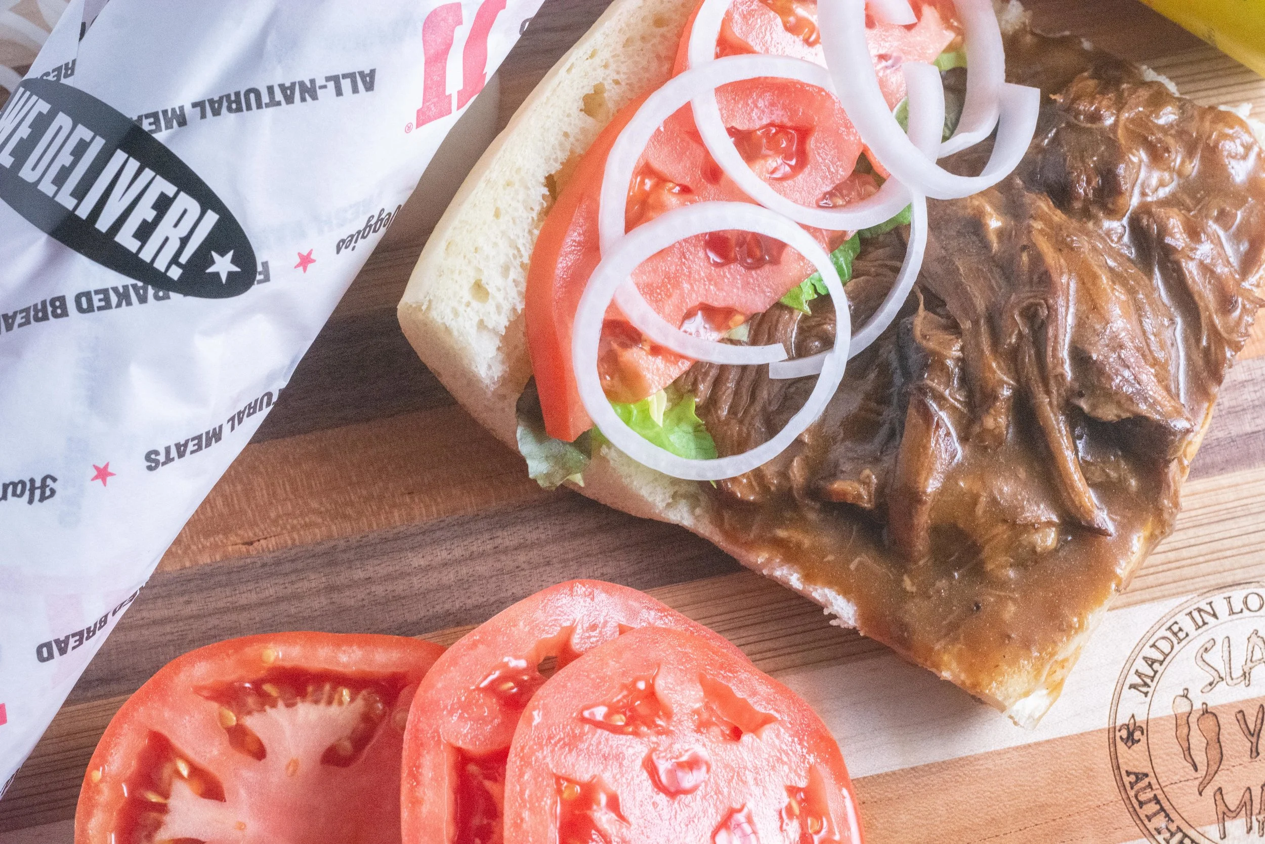 I love to buy Jimmy John’s “day old” bread for these. You get a rather large loaf for just 50cents! It’s not much smaller than a loaf of french bread which is triple the price.