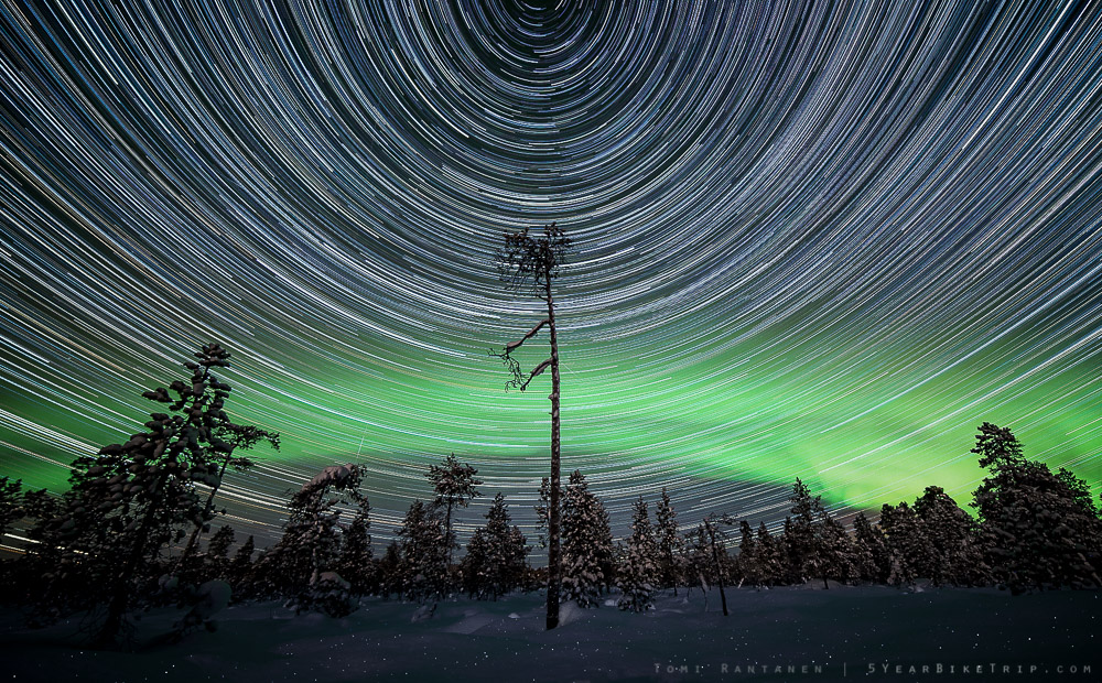 Composite of 260 photos shot at 30sec, f/2.8, ISO 1600. End result created with StarStaX software.