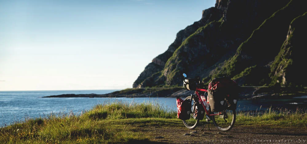 Chebici touring bike by the Norwegian coast.