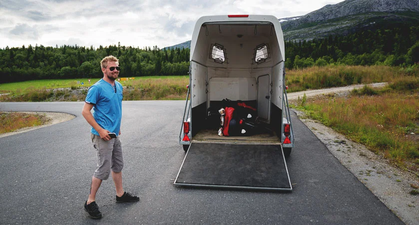 Picking up a hitchhiking bicycle tourer.