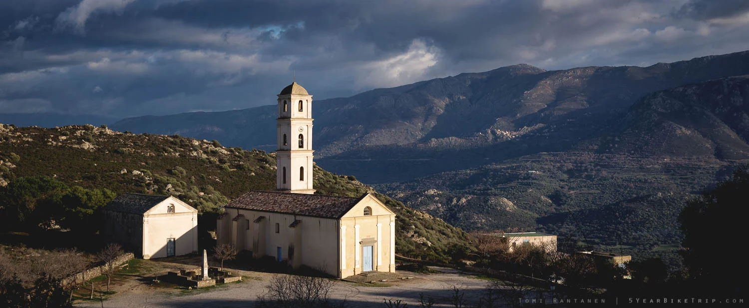 View of the church and mountains from Sant'Antonino.