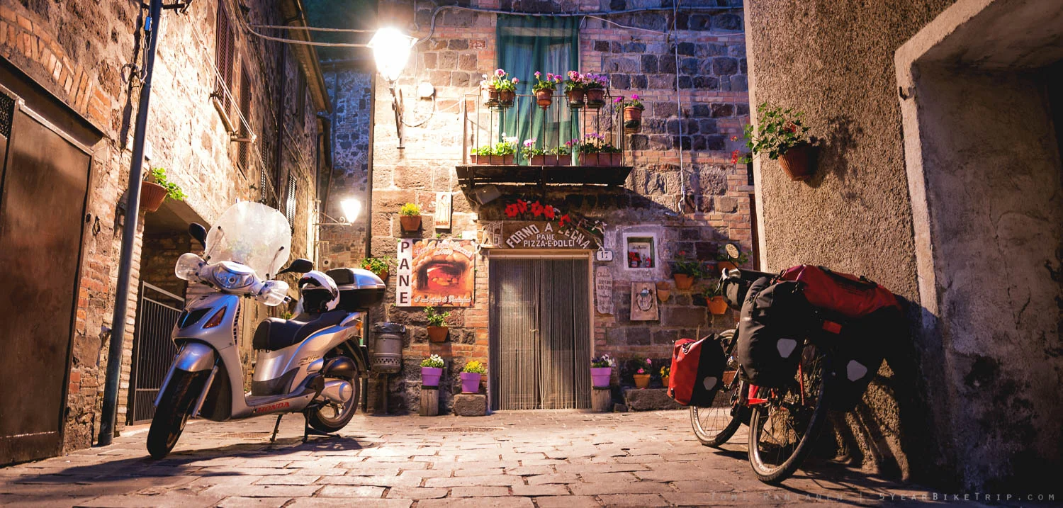 A stereotypical street in an old Italian village.
