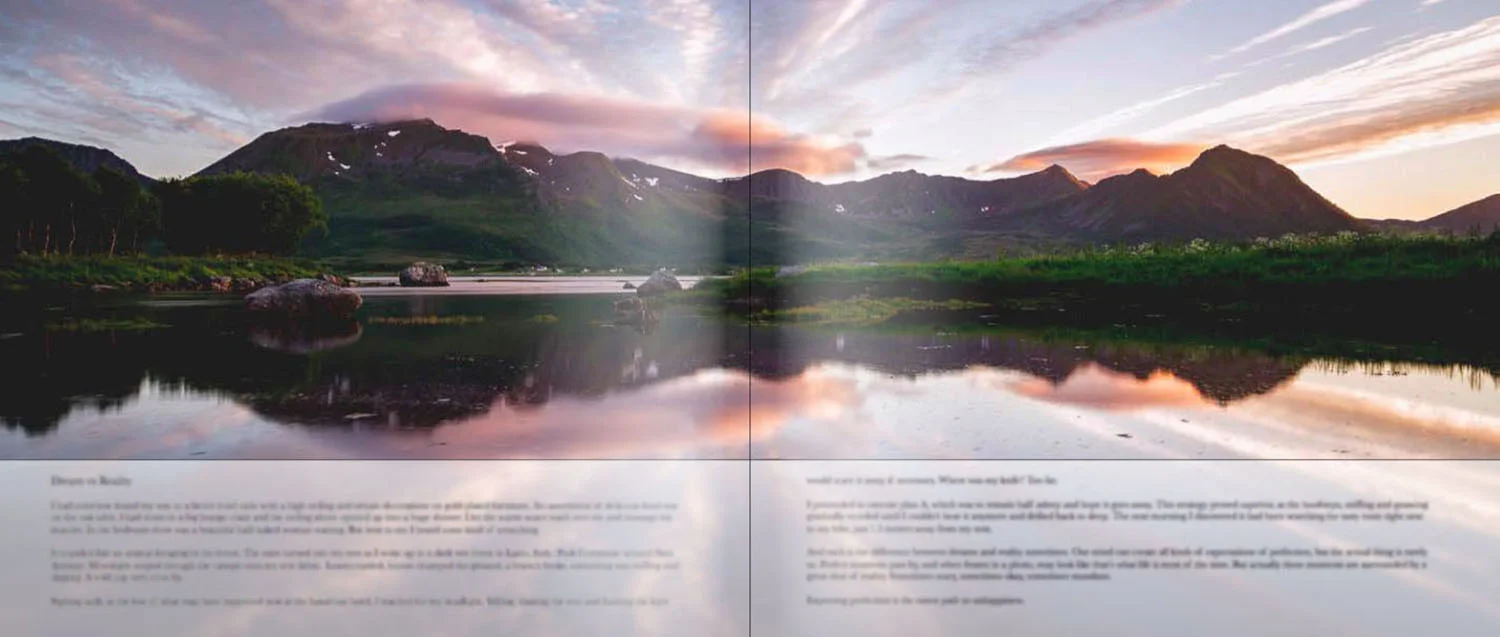 "Dream vs Reality", the first text I wrote for the book. It's blurred on purpose, though.