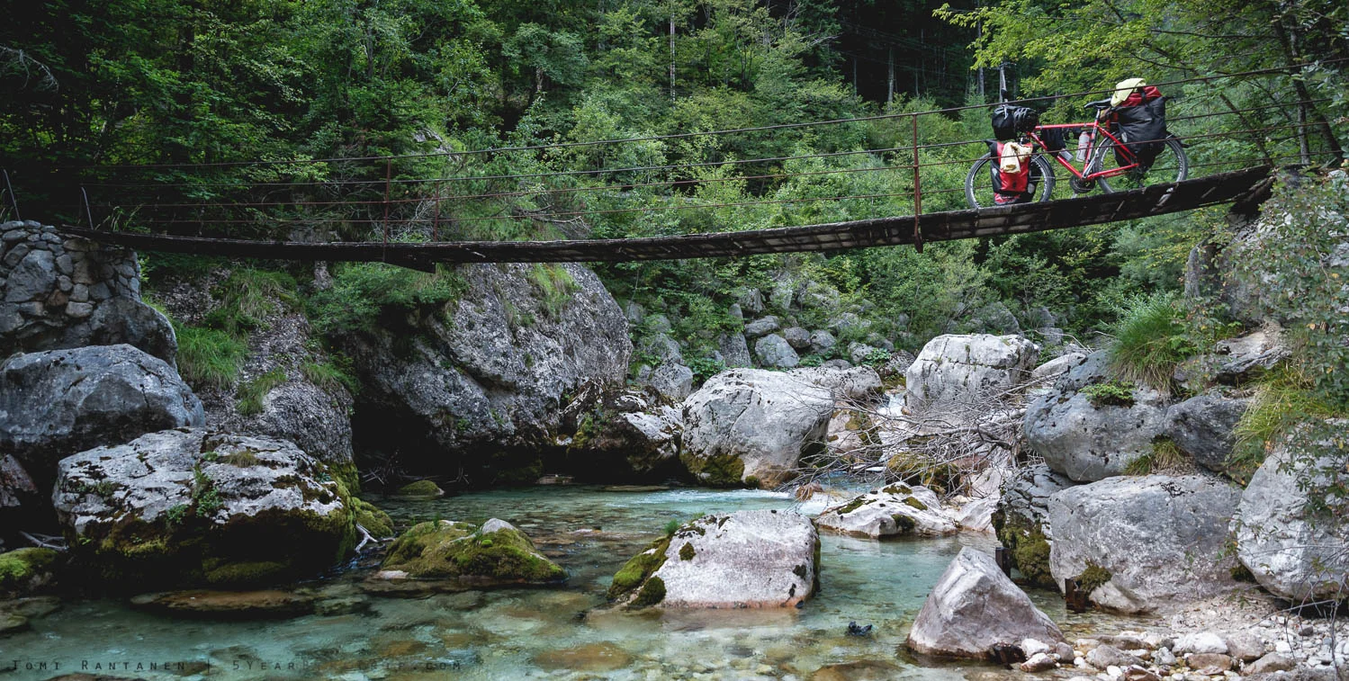 These footbridges over the turquoise water were fun to cross.