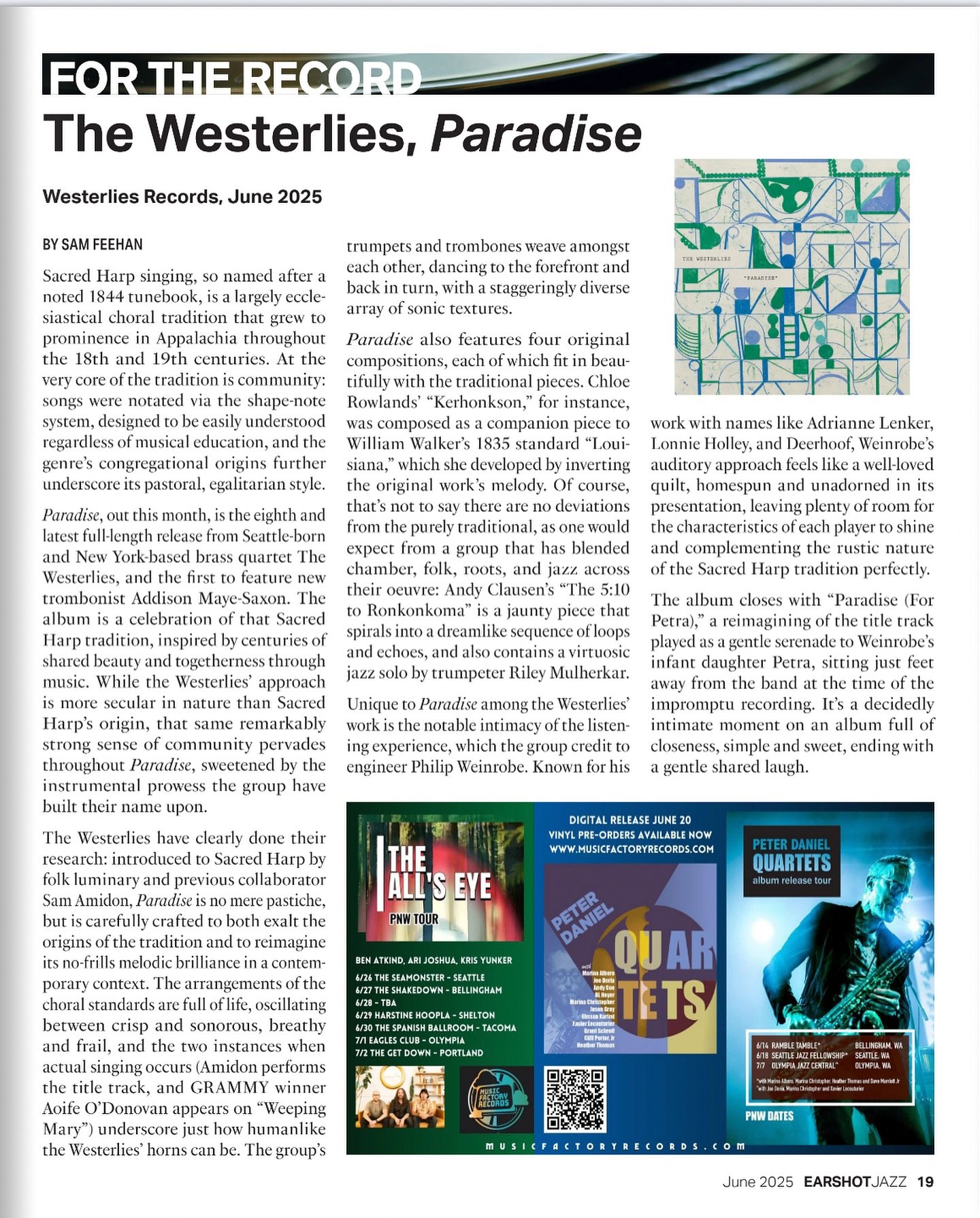 &ldquo;inspired by centuries of shared beauty and togetherness through music...that remarkably strong sense of community pervades throughout &lsquo;Paradise,&rsquo; sweetened by the instrumental prowess the group have built their name upon.&rdquo;

H
