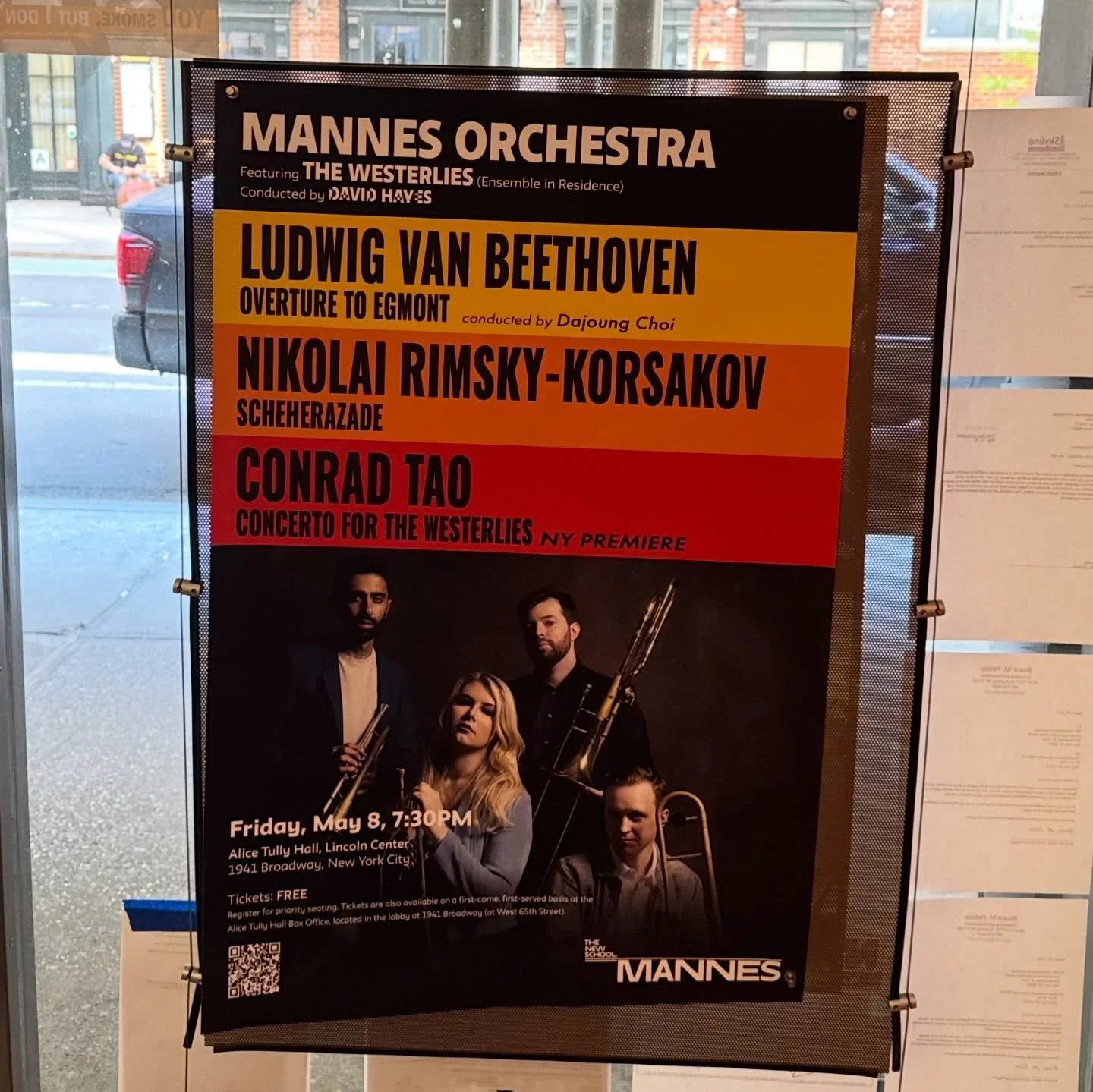 Rehearsals are under way with @newschoolperformingarts for @conradtao&rsquo;s &ldquo;Concerto for Westerlies&rdquo; with Mannes Orchestra &mdash; Friday night at Alice Tully Hall!

#thewesterlies #mannes #conradtao