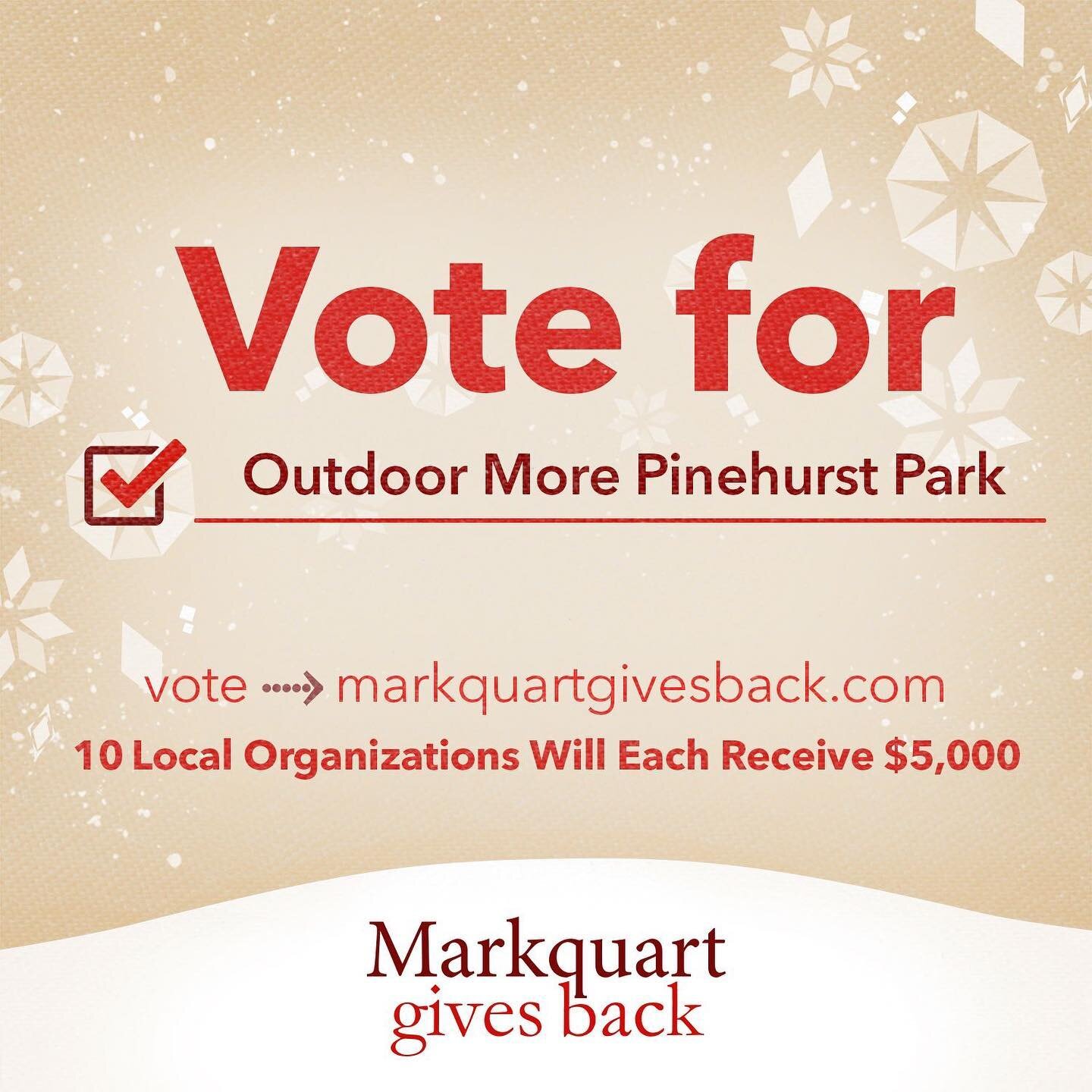 Hey Everybody! Voting is now open for the annual Markquart Gives Back program. Last year you helped us make the top 10 in votes, and as a result, $5,000 was donated to the park. Let&rsquo;s make it happen again this year! 

Thank you to @markquart.mo