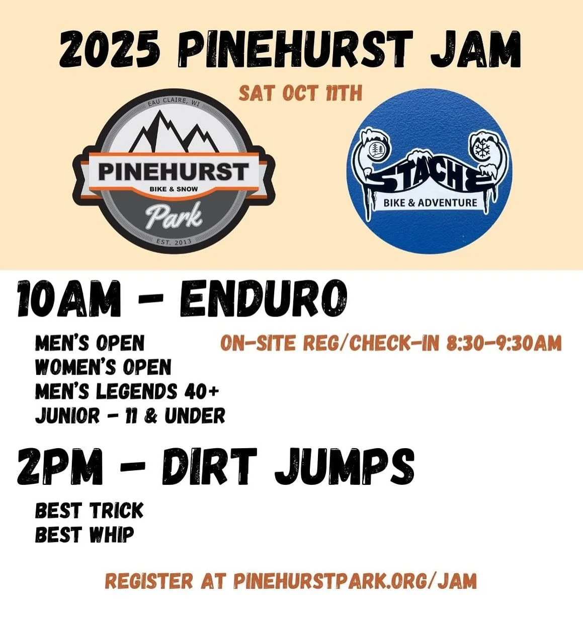 ⚡️Pinehurst Jam - Sat Oct 11th ⚡️
Advanced registration closes today, Thur 10/9, at 3pm. Find more info and get signed up at pinehurstpark.org/jam (link in bio)

On-site registration will still be open from 8:30 - 9:30am on race day for Enduro. Don&r