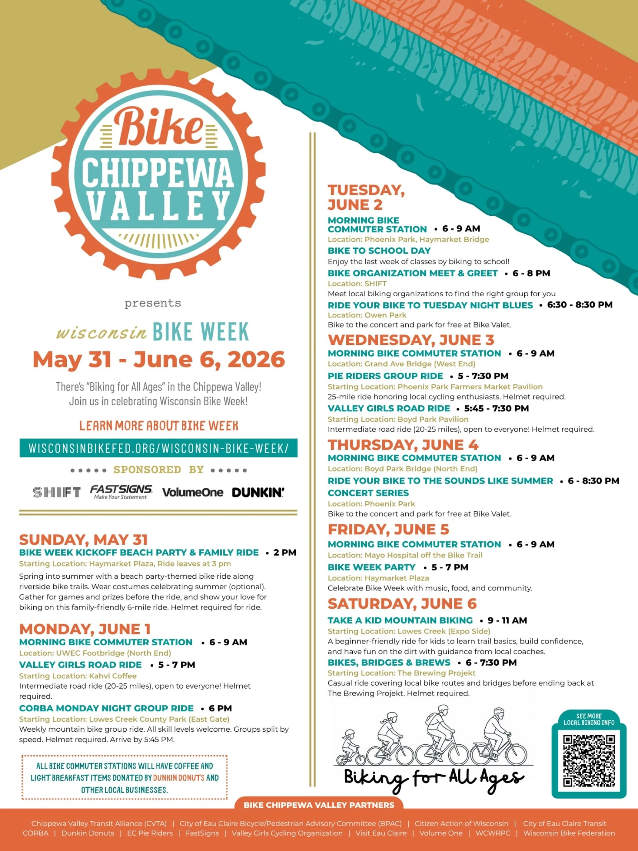 Wisconsin Bike Week kicks off TODAY! Check out the full slate of events happening around Eau Claire throughout the week. Happy biking! 🚲